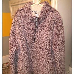 maroon sherpa jacket
